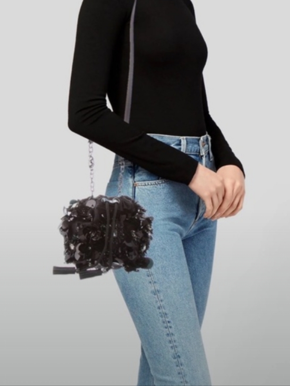 Tory Burch-Mini Flower Cluster Bead Stone Palettes Satin Crossbody Bag 🖤 - Picture 8 of 15
